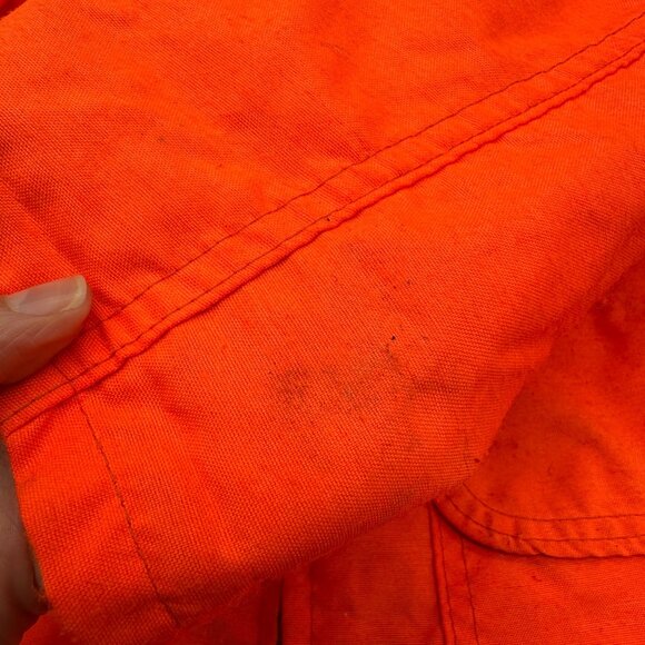 Vintage Orange Hunting Jacket Medium Small Game Pocket Zip Up Retro 1970s As Is - Picture 9 of 12